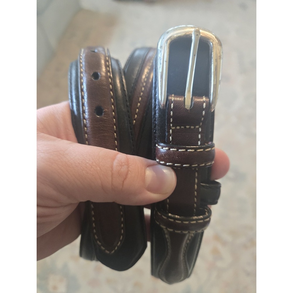 Brighton Mens Belt Size 40 Leather 2 Toned Black Brown EUC Double
